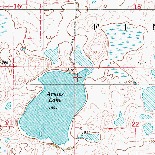 Topographic Map of Township of Finn, ND