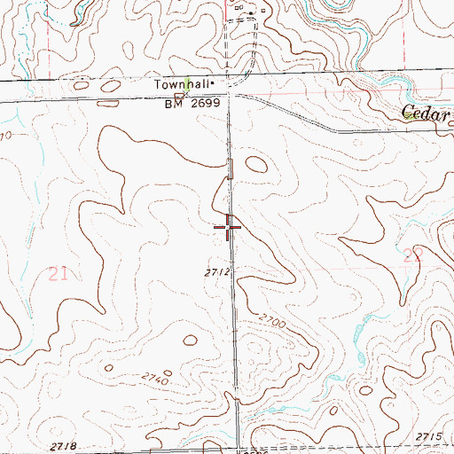 Topographic Map of Township of Darling Springs, ND