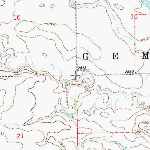 Topographic Map of Township of Gem, ND