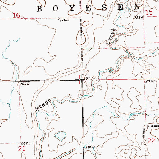Topographic Map of Township of Boyesen, ND