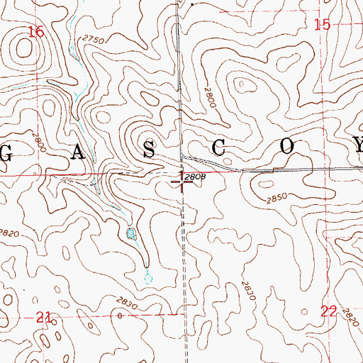 Topographic Map of Township of Gascoyne, ND