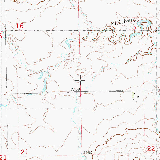 Topographic Map of Township of Peaceful Valley, ND