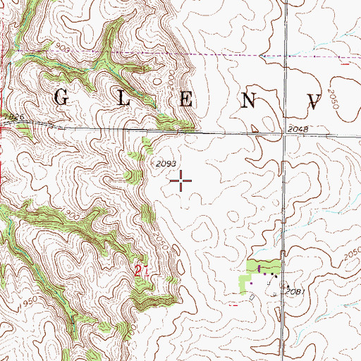 Topographic Map of Township of Glenview, ND