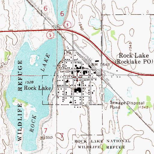 Topographic Map of Rock Lake, ND