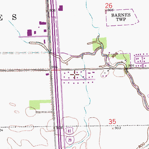 Topographic Map of Prairie Rose, ND