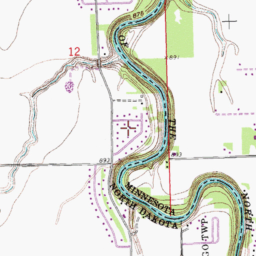 Topographic Map of North River, ND