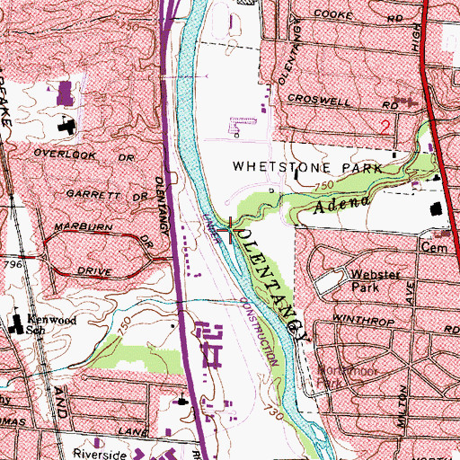 Topographic Map of Adena Brook, OH