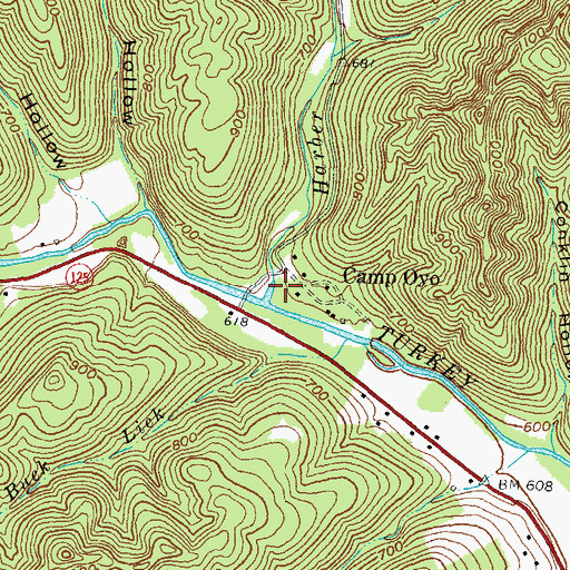 Topographic Map of Harber Fork Turkey Creek, OH