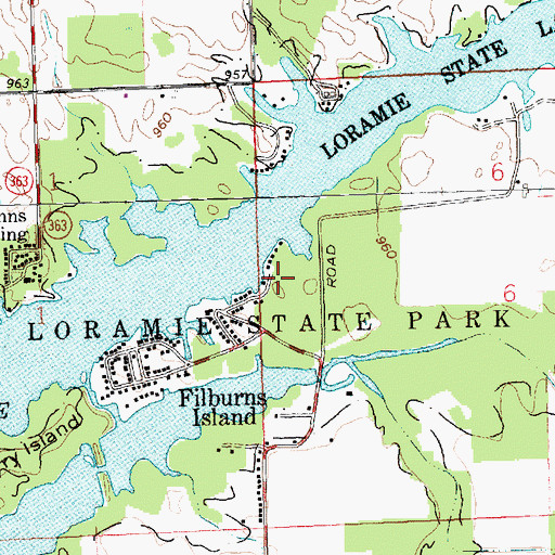 Topographic Map of Lake Loramie State Park, OH