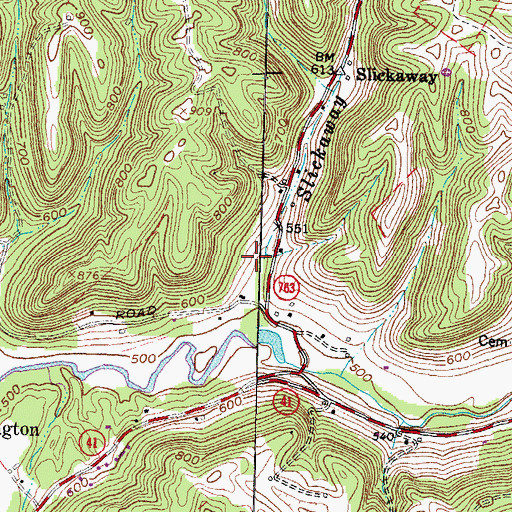 Topographic Map of Slickaway Run, OH