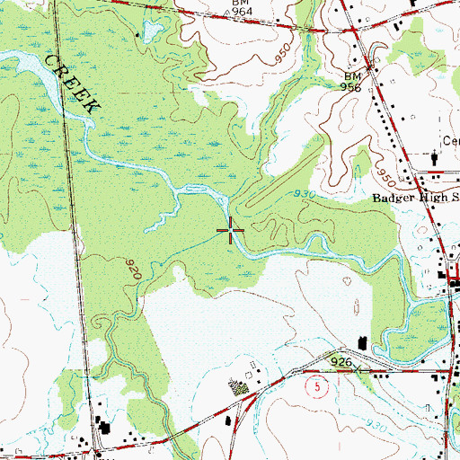 Topographic Map of Sugar Creek, OH
