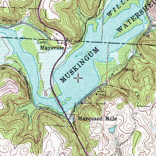 Topographic Map of Wills Creek Lake, OH