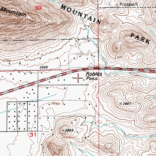 Topographic Map of Robles Pass, AZ