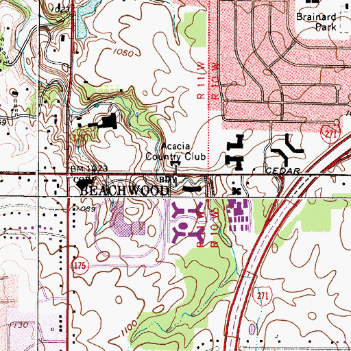 Topographic Map of Acacia Country Club, OH