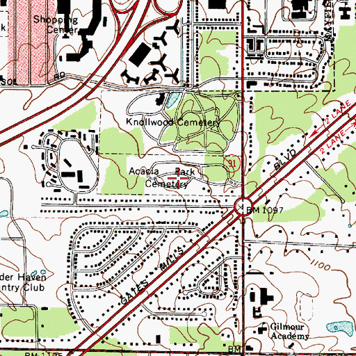 Topographic Map of Acacia Masonic Memorial Park, OH