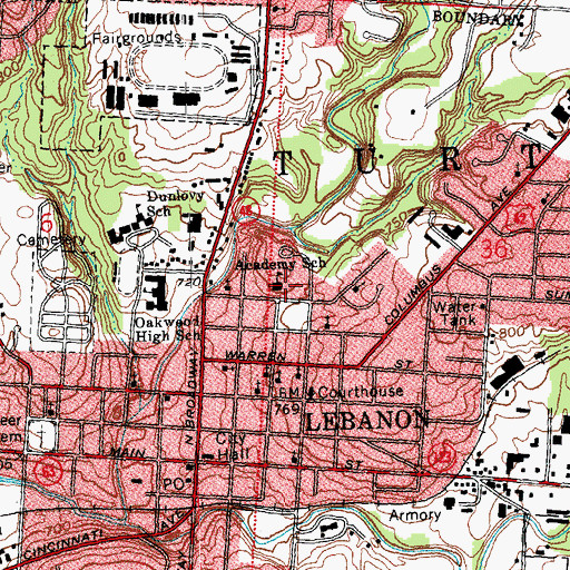 Topographic Map of Academy School, OH