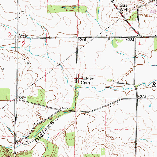 Topographic Map of Ackley Cemetery, OH
