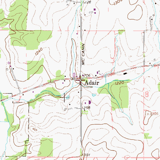 Topographic Map of Adair, OH