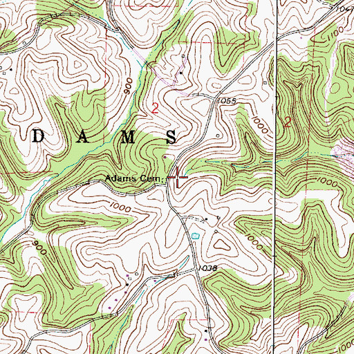 Topographic Map of Adams Cemetery, OH