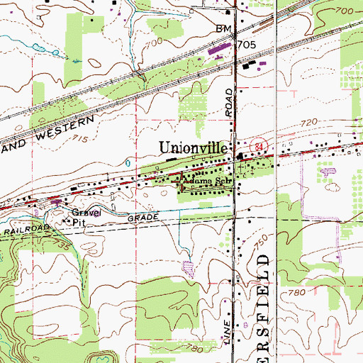 Topographic Map of Adams School, OH