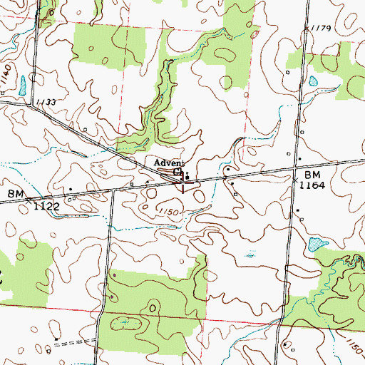 Topographic Map of Advent Church, OH