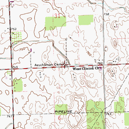 Topographic Map of Aeschliman Cemetery, OH