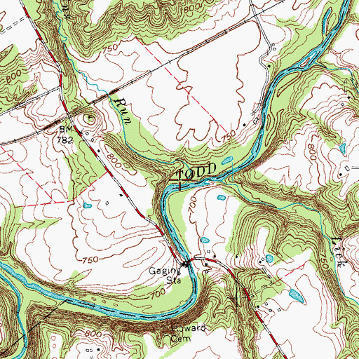 Topographic Map of Agins Run, OH