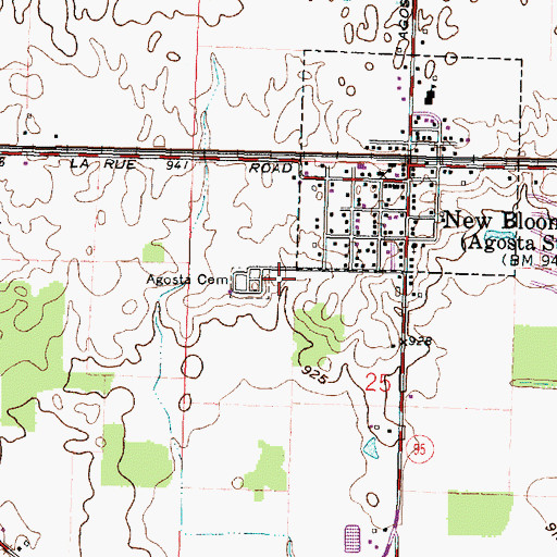 Topographic Map of Agosta Cemetery, OH