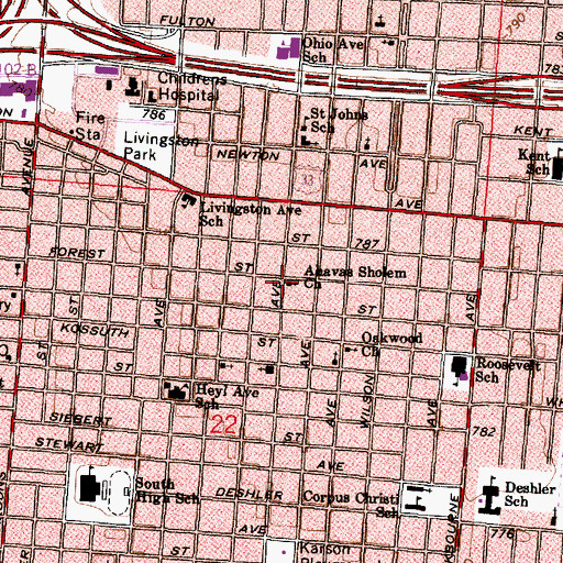 Topographic Map of Ahavas Sholem Church, OH