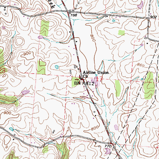 Topographic Map of Airline Union Church, OH