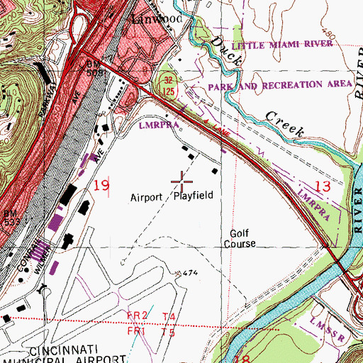 Topographic Map of Airport Playfield, OH