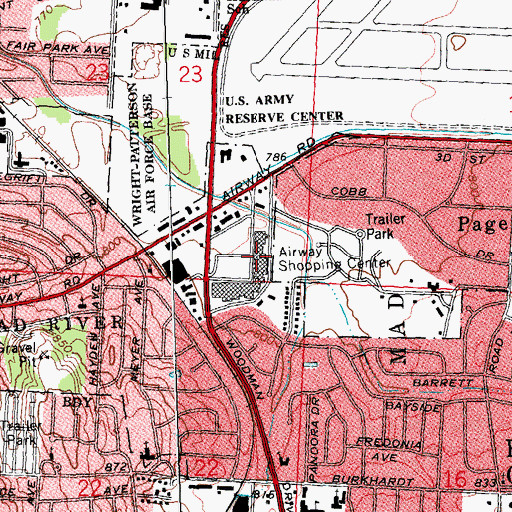Topographic Map of Airway Shopping Center, OH