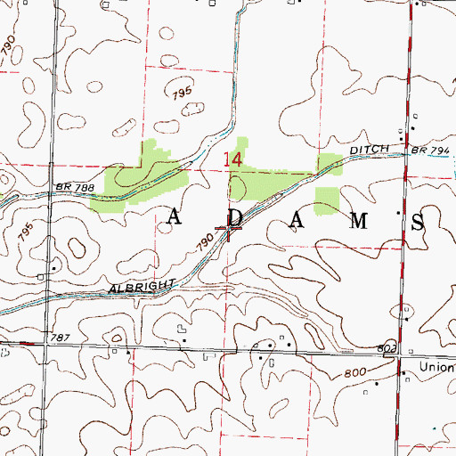 Topographic Map of Albright Ditch, OH