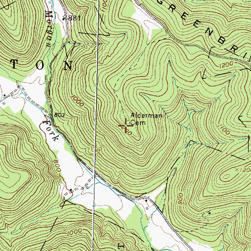 Topographic Map of Alderman Cemetery, OH