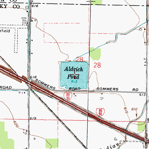 Topographic Map of Aldrich Pond, OH
