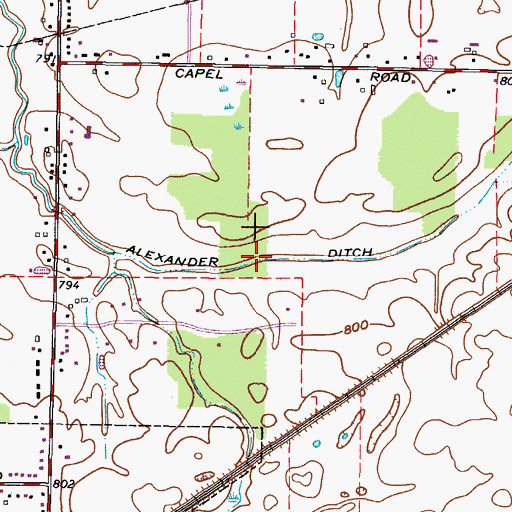 Topographic Map of Alexander Ditch, OH