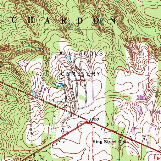Topographic Map of All Souls Cemetery, OH