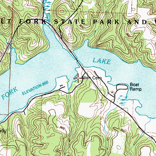 Topographic Map of Allen Cemetery, OH