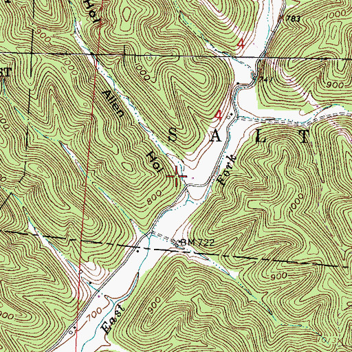 Topographic Map of Allen Hollow, OH