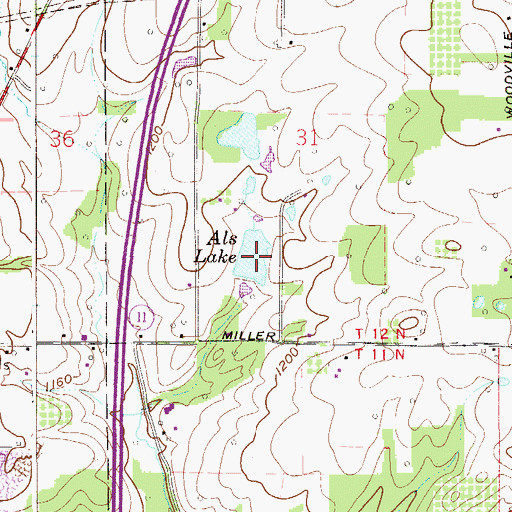Topographic Map of Als Lake, OH