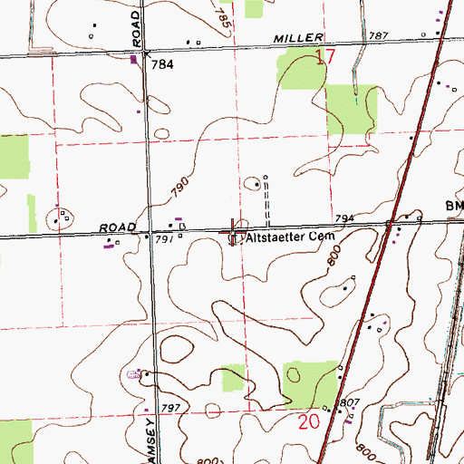 Topographic Map of Altstaetter Cemetery, OH