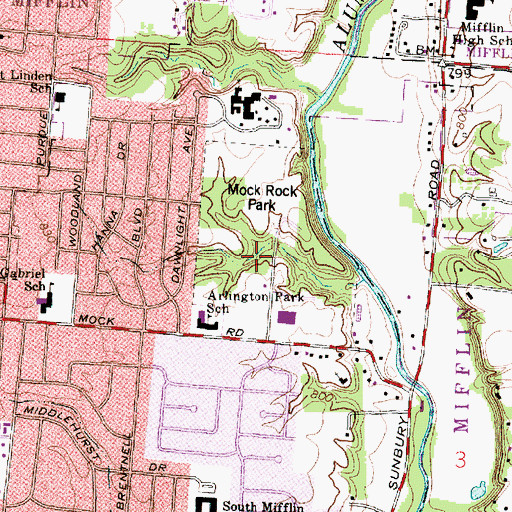 Topographic Map of Alum Creek Arlington Park, OH