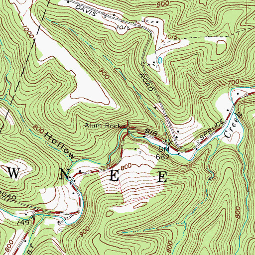 Topographic Map of Alum Rock, OH