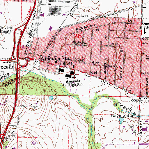 Topographic Map of Amanda Junior High School, OH