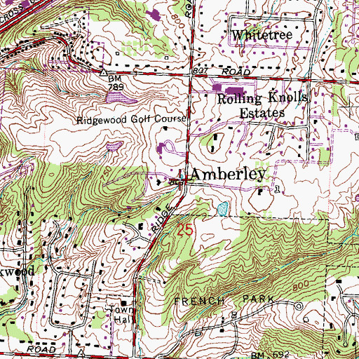 Topographic Map of Amberley, OH