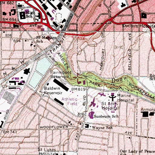 Topographic Map of Ambler Park, OH