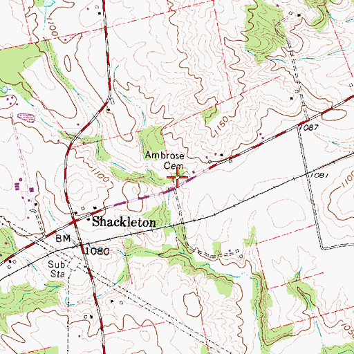 Topographic Map of Ambrose Cemetery, OH