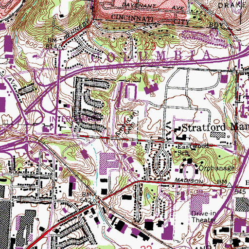 Topographic Map of American Cemetery, OH