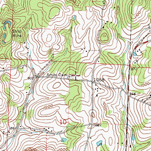 Topographic Map of Amity Cemetery, OH