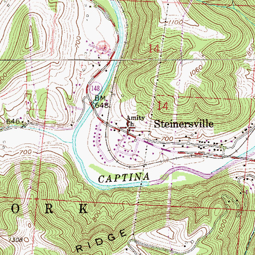 Topographic Map of Amity Church, OH